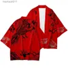 Robes masculinos nova chegada estilo japonês dragão impressão tradicional quimono homens yukata cardigan camisas cosplay haori oversized streetwear topos l231130