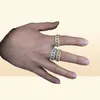 2021 Hela högkvalitativa hiphop -män smycken Micro Pave 5a Cz Iced Out Bling Cuban Link Chain Band Finger Rings Drop Ship270e1023207