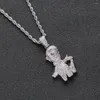 Hangende kettingen hiphop micro verharde kubieke zirkonia bling iced out gouden zilveren kleur cartoon boy hangers ketting voor mannen vrouwen rapper