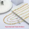 ORSA JEWELS 14K Gold Plated Genuine 925 Sterling Silver Paperclip Neck Chain 6 9 3 12mm Link Necklace for Men Women Jewelry SC39 2305T