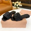Luxury Designer Classic women Sandals Slippers Pleated Leather Sandals Stylish Beach Flats Multicolor with Box and Dust Bag 35-42