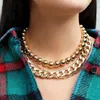 New Punk Gold Color Choker Necklace Collar Hip Hop Big Chunky Aluminum Thick Thin Round Bead Chain Necklace Women Jewelry305t