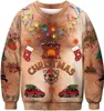 플러스 사이즈 남성 크리스마스 스웨터 크리스마스 스웨터 아마존 3D 프린트 크리스마스 가슴 머리 재미있는 패턴 커플 후드 셔츠 패션 풀오버 탑 도매기