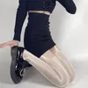 Kadın Çorap Kişilik Eğilim Saf Desire Rüzgar Sling Ince Stil Dikey Çizgili Oyulmuş File Siyah Ipek Retro Jk Külotlu Çorap Kadın