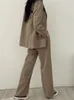 レディースツーピースパンツエレガントミス春秋女性用カジュアルブレザージャケットパンツセット韓国ファッションオフィスウェアアウトフィット女性231129
