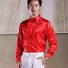 Men's Casual Shirts Pink Chest Ruffle Vintage Satin Shirt Men Slim Fit Long Sleeve Chemise Homme Party Wedding Stage Clothing Camisa Hombre 231130