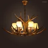 Chandeliers Retro Antler Chandelier Resin Cloth Lamps 6 Heads Villa Duplex Building Living Room Restaurant Clothing Store Home Lights PA0117