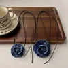 Choker Creative Denim Blue Flower Naszyjnik dla kobiet 2023 Trend Long Wax Line Regulowany łańcuch Akcesorium Plaży Biżuteria plażowa