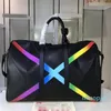 Classic Rainbow X Shape Large Travel Bag Pillow Duffle Bags Luggage Handbag Real Leather Capacity Women Men Sport Shoulder Crossbo2777