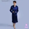 Robes pour hommes Robes en Satin de soie pour hommes pyjamas longs Sle solide vêtements de nuit Kimono peignoir loisirs hommes vêtements de détente robe de chambre 2019 L231130
