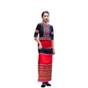 Halk dans sahne aşınma etnik tarzı kostümler işlemeli üst+ etek setleri oryantal elbise Tayland Festival Performans Giyim Yetişkin Kadınlar