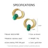 Hoop Earrings WILD & FREE Vintage Natural Stone Stainless Steel For Women Luxury Charm Malachite Simple Waterproof Jewelry Gift