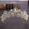 Nieuwe Mode Bruiloft Kristallen Kroon Haar Sieraden Goud Hoge kwaliteit Handgemaakte Strass Bruids Tiara Kroon Accessoires324N