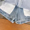 set di designer di ragazze a colori bianco set estivi magliette con gonna in denim due pezzi set di magliette senza maniche di fascia alta con gonne corte 2023SS Sumpi estivi Shorts set