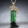 Colliers pendentifs Collier léopard élégant serti de béryl vert et de cristal vintage 231130