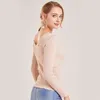 Pulls pour femmes 30% soie 70% coton côtes dos col en V pulls coupe ajustée femmes dentelle fond 2023 automne hiver tricots