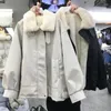 Women's Leather Motorcycle Suit PU Jacket Fur Integrated Short Coat Winter Korean Loose BF Lamb Wool Padded Parkas