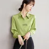 Blusas femininas camisas outono inverno c blusa verde mulheres manga comprida botão simples vintage moda senhora tops cloingyolq