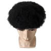 Pièces de cheveux humains vierges chinois 1B # noir 4mm racine Afro mâle perruque 8x10 pleine dentelle suisse toupet pour homme noir