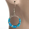 Dangle Earrings KONGMOON Circular Ring Shape Ocean Blue Fire Opal Silver Plated Jewelry For Women Drop