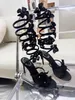Rene Caovilla Crystal Crystal Chandelier Sandaler Wraparound Over Knee High Tall Stiletto Heels Sandal Evening Shoes Women High Heeled Designers Shoe