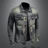 Herrjackor Spring och Autumn Fashion Trend Ripped Vintage Jeans Jacket Men's Casual Loose Comfort High Quality Plus-size Coat 231129