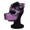 Produits de massage Bdsm Pet Roleplay Ensemble de masque fétichiste à capuche en cuir pour chien et collier de cou en néoprène pour couples chaîne en métal jouet sexy de flirt de traction