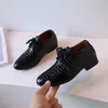 Sneakers Children s Leather Boys Shoes Gold Britain Style for Party Wedding Low heeled Lace up Kids Fashion Student Performance 231129