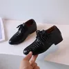 Sneakers Children s Leather Boys Shoes Gold Britain Style For Party Wedding Low Heeled Lace Up Kids Fashion Student Performance 231129