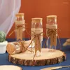 Storage Bottles Wishing Bottle Transparent Straight Mouth Cork Stopper Glass Linen Bowknot Candy Box With Souvenir Jars