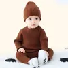 Giyim Setleri 3pcs-Sweater Setleri Sonbahar Kış Bebek Giyim Seti Sweaterhatpants Sıcak Örme Noel Hediyesi Doğum Born Toddler Kıyafetler 231129