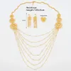 Wedding Jewelry Sets Indian Golden Color Set Tassel Earrings and Long Chain Necklace with Ring for Weddings African Dubai Bridal 231130