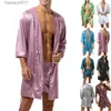 Robes pour hommes Hommes Peignoir Pyjamas Chemise de Nuit À Capuchon Lâche Satin Soie Vêtements De Nuit Cardigan Robe De Bain Robe De Nuit Sommeil Bot L231130