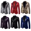 Men's Suits Blazers Men Sequins Blazer Designs Plus Size 2XL Black Velvet Gold Sequined Suit Jacket DJ Club Stage Party Wedding Clothes 231129