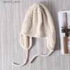 Beanie/Skull Caps Women Autumn Winter Cashmere Wool Knit Bomber Hat Cable Thick Warm Soft Earmuff Russian Caps Warm Light Real Pashmina Guaranteed Q231130