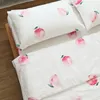 Sängkläder sätter 1st rosa persikutskrift täcke täcker bomullsgubbe kudde kvinnor vanlig högkvalitativ sängkläder för vuxna