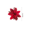 Gedroogde bloemen 105 stks 15 cm Glitter Kerst Kunstmatige Poinsettia Bloemhoofd Kerstboom Ornament Woondecoratie Navidad jaar 231130