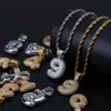 Hip Hop Bubble Numero arabo Collana con pendente Zircone cubico 0-9 numeri Fascino Oro Argento ed catena di corda per uomo Donna Gioielli 225y