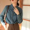 Women's Blouses Shirts New 2023 Autumn Spring Women s Casual Fashionable Denim Jean Style Minimalist Lady Topsyolq