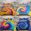 Beddengoedsets Tie Dye Trooster Cover Set Spiraal Etnisch Boho Dekbed Swirl Geverfd Patroon Bed