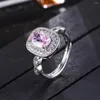 Cluster Ringe Vintage Chic Quadratisch Rosa Kristall Zirkon Diamanten Edelsteine Für Frauen Weißgold Silber Farbe Schmuck Trendige Accessoires