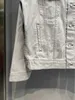 高級デザイナー女性Tシャツハイファミリーフロントブラック英語の文字刺繍クラシックジャケットコートデニム