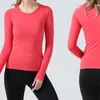 LL 2.0 Yeni Kadınlar Uzun Kollu Spor Yoga T-Shirt Hızlı kuruyan yuvarlak boyun yoga koşu Fitness Üst Ter Absorban Taytlar En İyi