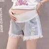 Maternity Bottoms Jeans Shorts Low Waist Summer Cropped Denim Pants Belly Support Elastic Trousers