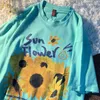 T-shirts pour hommes Summer Flower Print Graphic Retro Tournesol T-shirt pour hommes et femmes Loose Fit Casual Trend Top à manches courtes