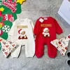 M Christmas plush jumpsuit Luxury Newborn Onesies Bodysuit Long Sleeved Cotton Jumpsuit New Born Baby winter Romper Print Kids Clothes CSD2311302-18