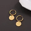 Hoop Earrings Vintage Stainless Steel Star Moon Round Coin Pendant Earring Women Heart Circle Femal Ear Jewelry Girl Party Gift