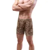 Onderbroek Ikingsky heren luipaard Lange poot bokser bouch trunks sexy low rise build short onder slipje voor mannen