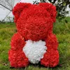 Rose Bear 40cm Pink Teddy Rose Bear med kärlek hjärta Artificial Flower Decoration Valentines Day Gift Y1216267K