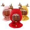 Kapaklar Şapkalar Kış Velvet Balaclava Çocuk Noel Şapkası Bebek Şapkası Sıcak Örme Beanies Erkek Kızlar Günlük Geyik Çocukları Kaput Scarf 231129